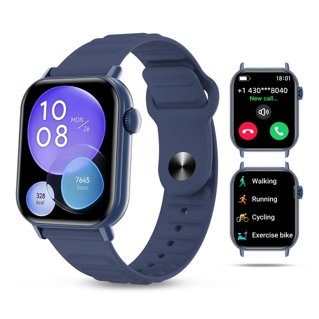 QTLLBT Smart Watch Sports Pedometer Fitness Tracker Bluetooth Call Heart Rate/Blood Oxygen/Sleep Monitor, 100 Sports Modes Waterproof For iOS Android Men's Women's Smart Watch (Blue)