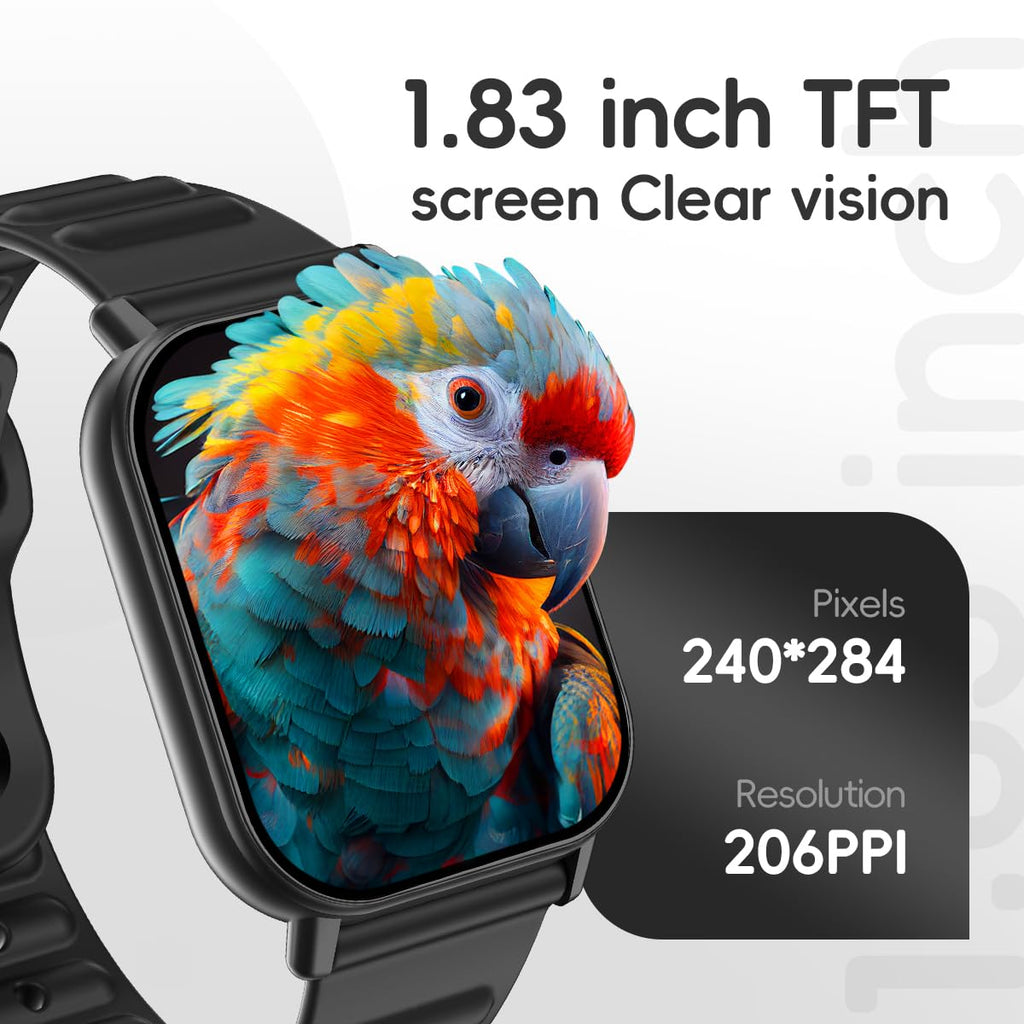 QTLLBT Smart Watch Sports Pedometer Fitness Tracker, Bluetooth Call Heart Rate/Blood Oxygen/Sleep Monitor, 100 Sports Modes Waterproof For iOS Android Men's Women's Smart Watch (Black)