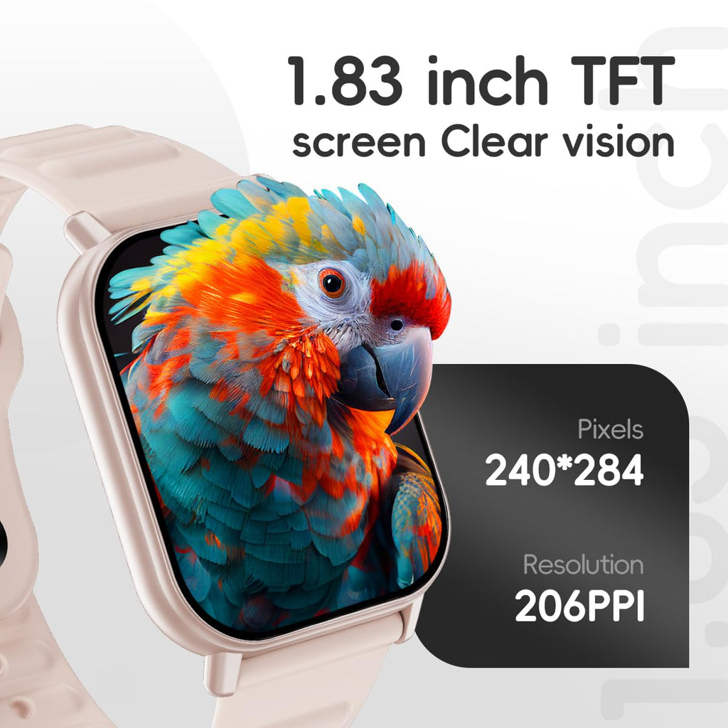 QTLLBT Smart Watch Sports Pedometer Fitness Tracker, Bluetooth Call Heart Rate Blood Oxygen Sleep Monitor, 100 Sports Modes Waterproof For iOS Android Men's Women's Smart Watch (Pink)