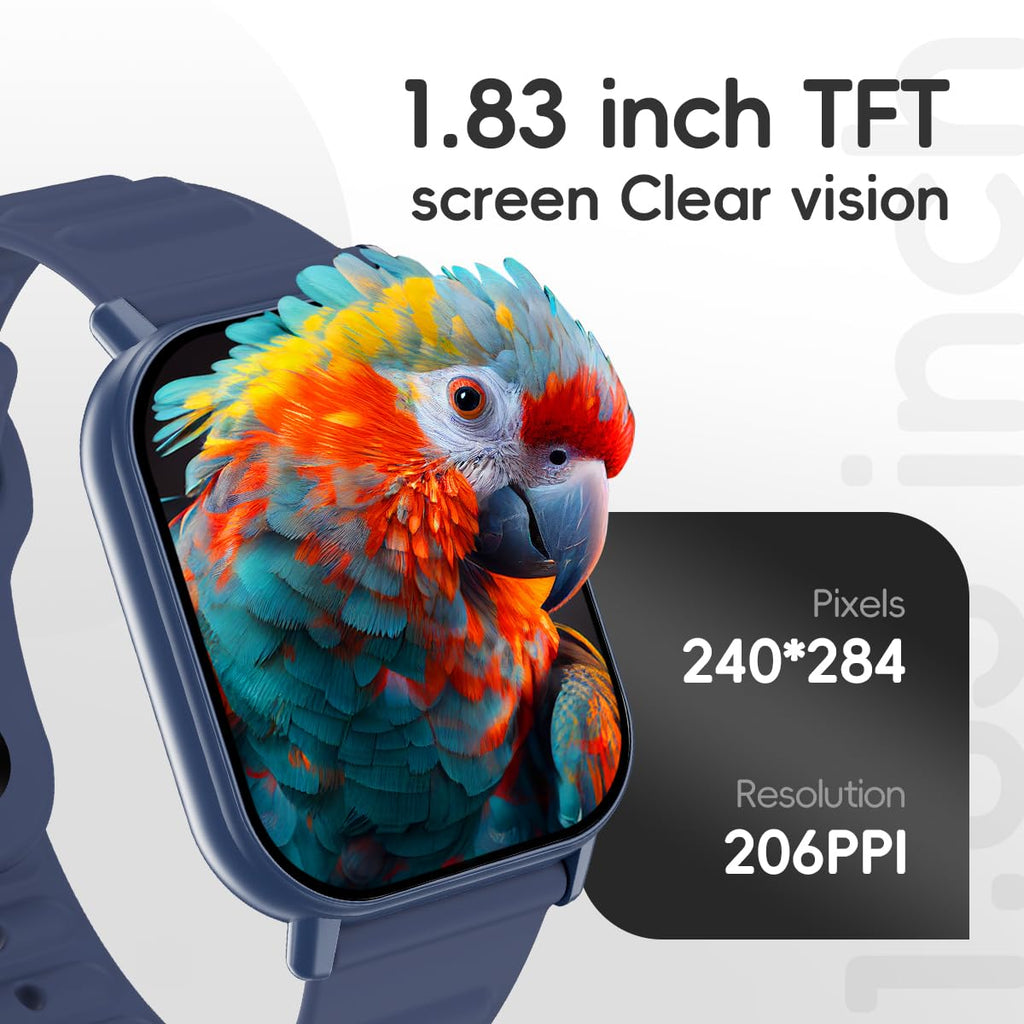 QTLLBT Smart Watch Sports Pedometer Fitness Tracker Bluetooth Call Heart Rate/Blood Oxygen/Sleep Monitor, 100 Sports Modes Waterproof For iOS Android Men's Women's Smart Watch (Blue)