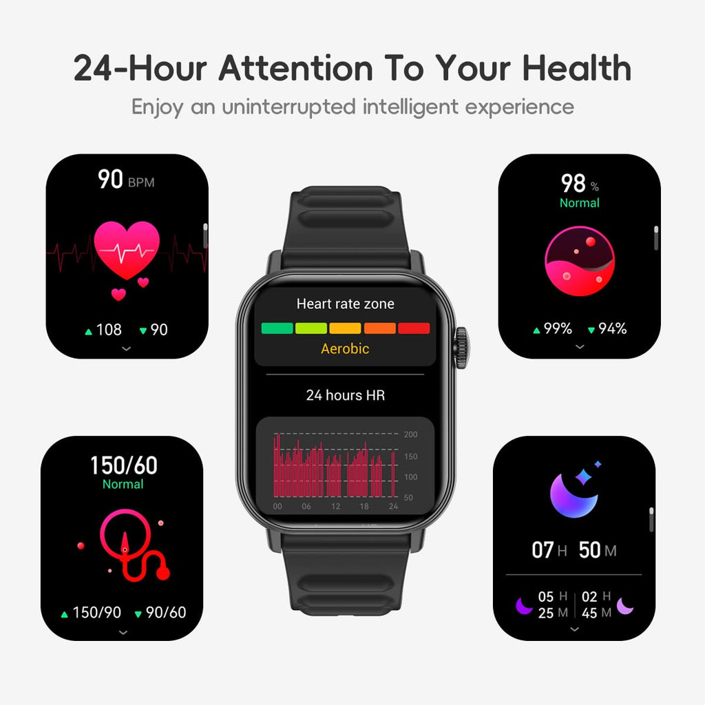 QTLLBT Smart Watch Sports Pedometer Fitness Tracker Bluetooth Call Heart Rate/Blood Oxygen/Sleep Monitor, 100 Sports Modes Waterproof For iOS Android Men's Women's Smart Watch (Blue)
